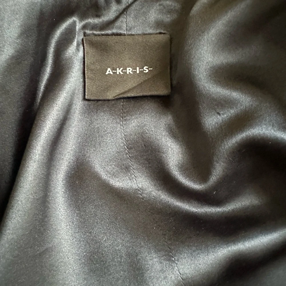 Akris Navy Silk Jacket with Hand Beaded Crystals Size 10 - Picture 9 of 16